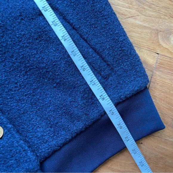 J. Crew Boucle Teddy Fleece Bomber Jacket in Navy Blue Gold Buttons size XS - Picture 14 of 16